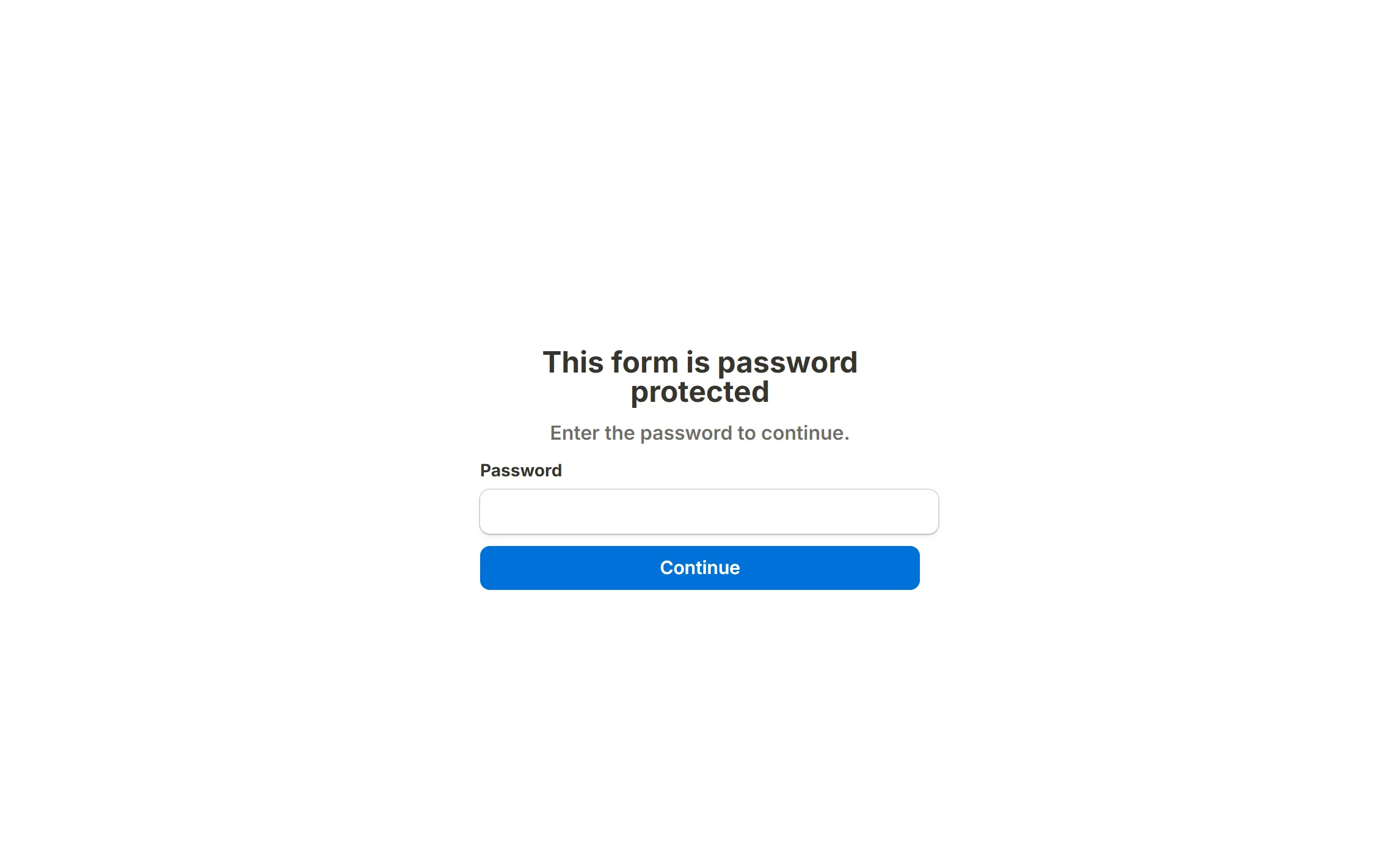 The password gate a protected form shows before its questions