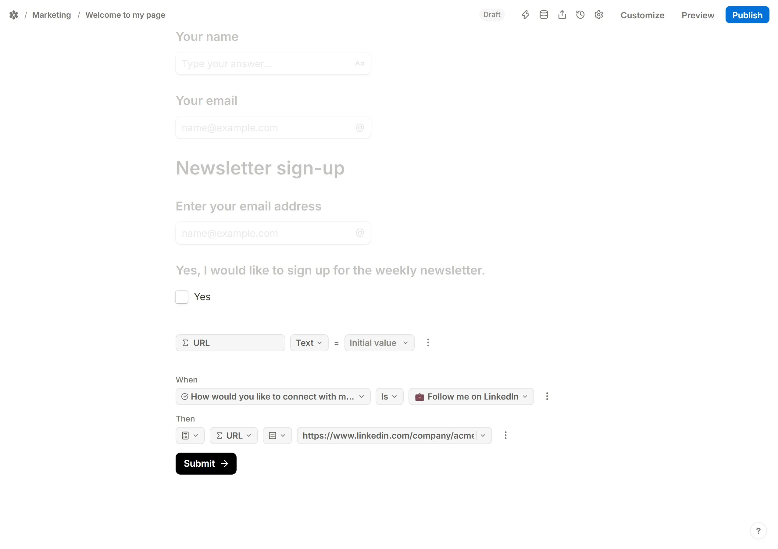 The first rule: one option assigns its address to that field