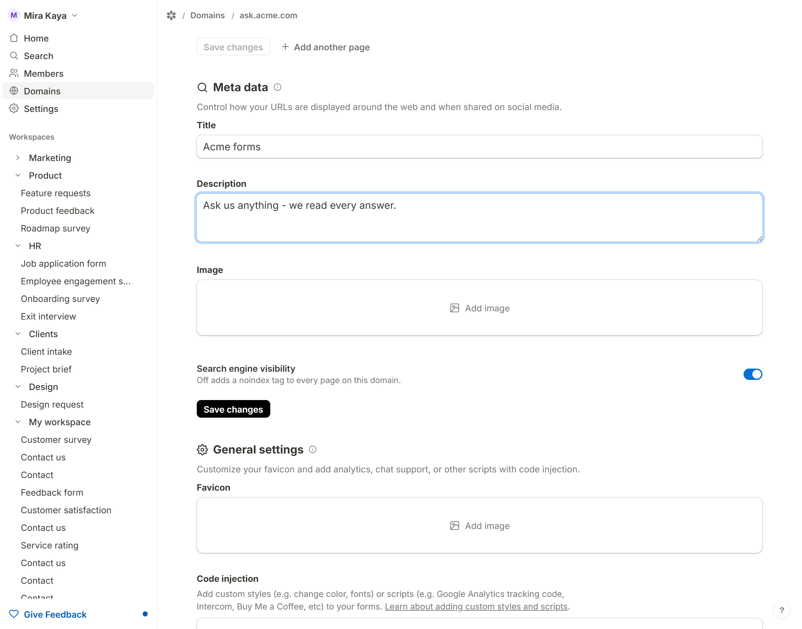 The domain's own title, description and link-preview image
