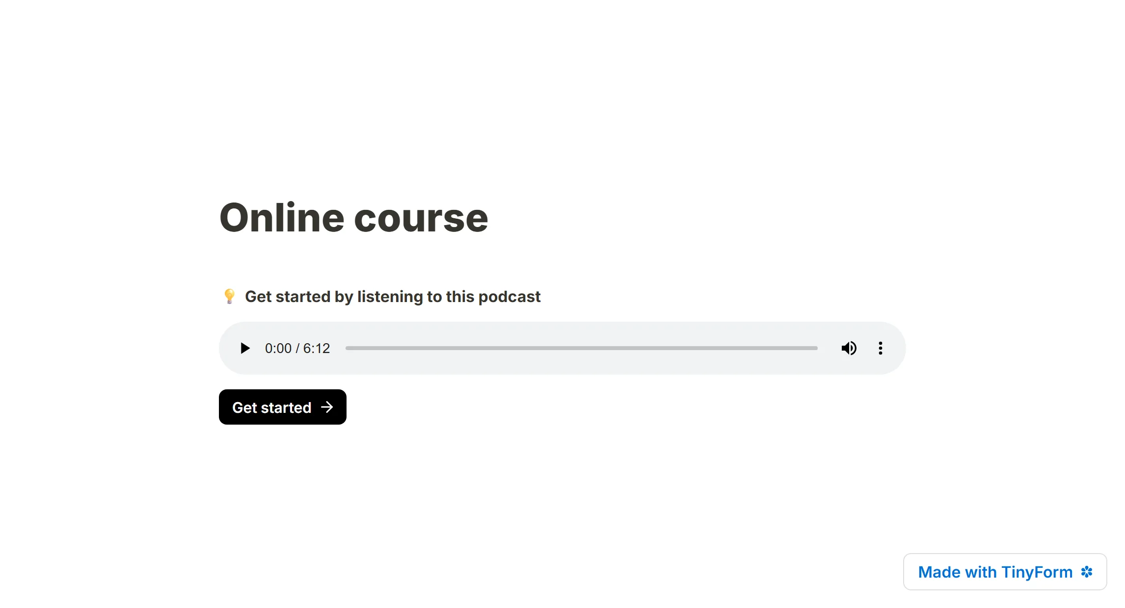 A published form with an audio player inside it