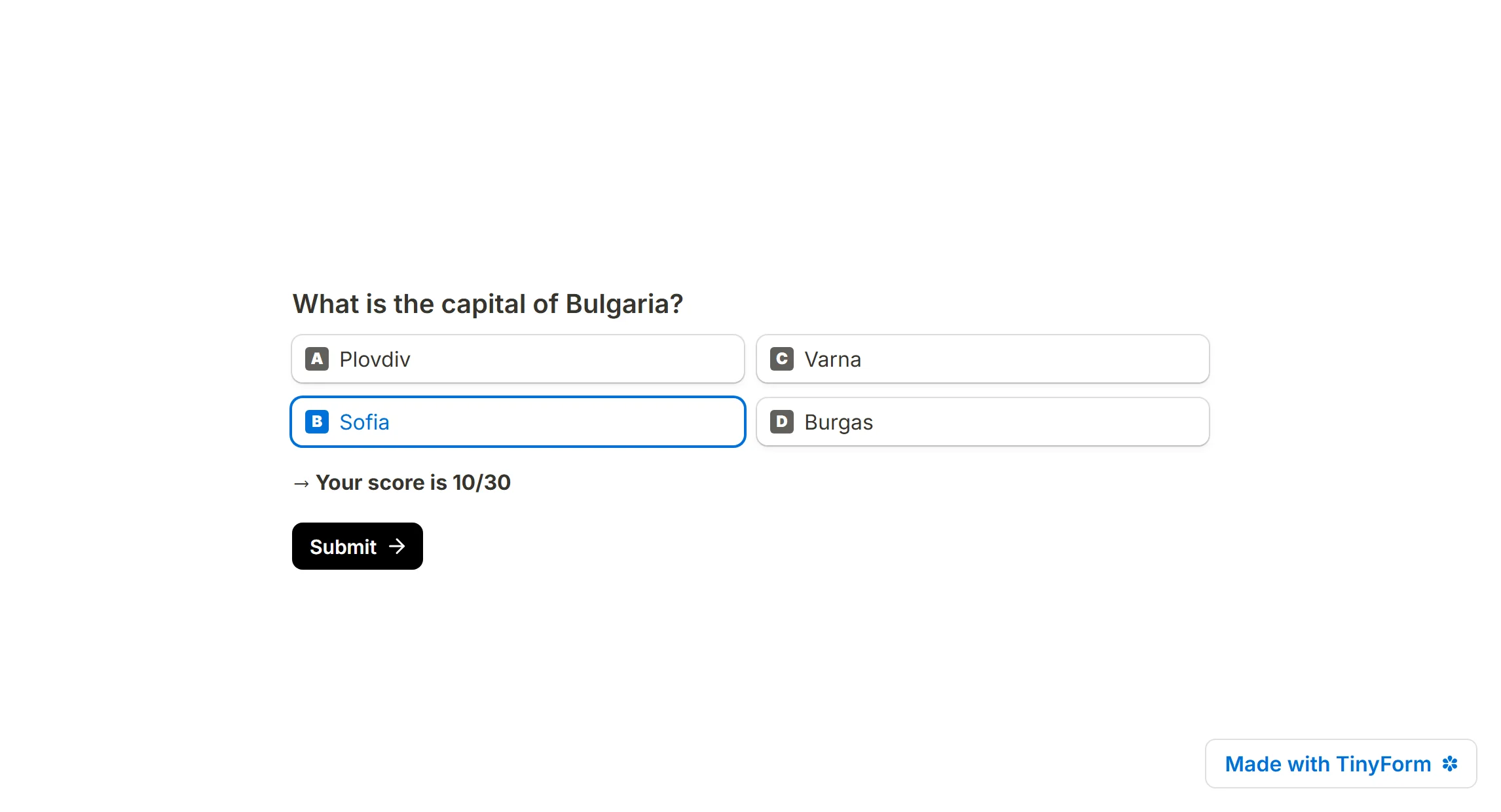A published booking form adding two picked services into a subtotal