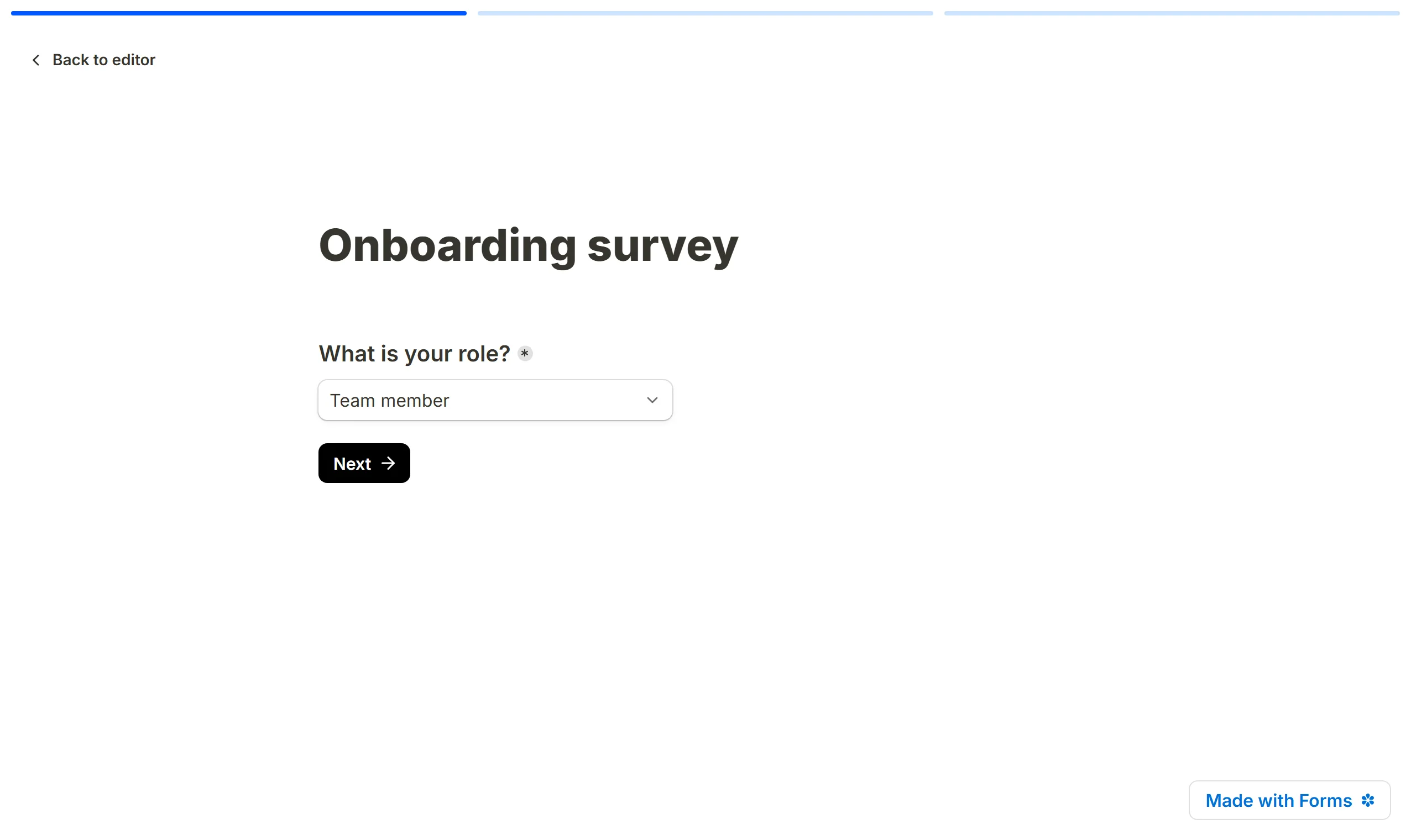 The form in Preview with the custom CSS applied: a light blue track and a dark blue filled segment