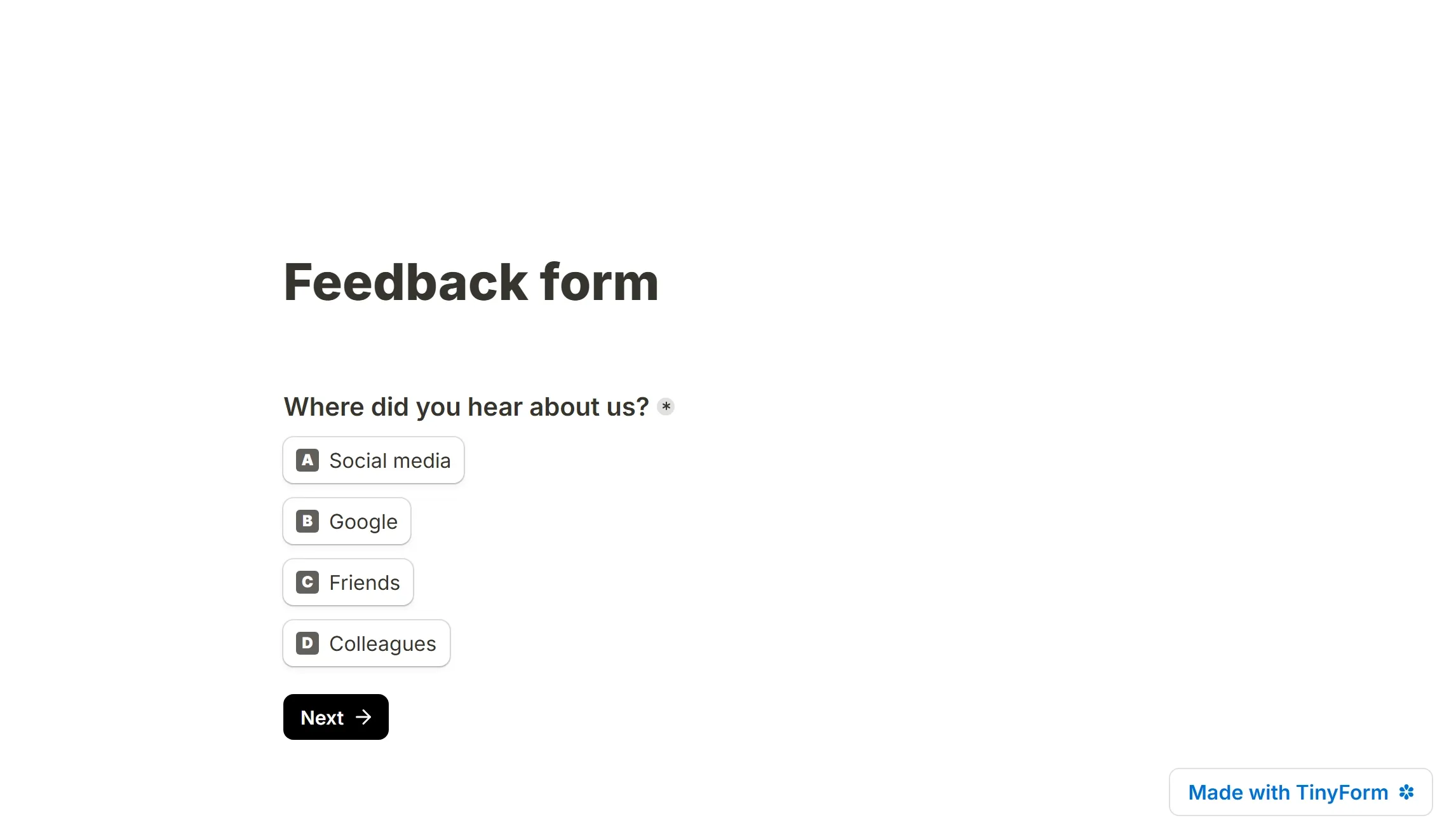 Picking an option on the published form moves the respondent to the next page without pressing Next