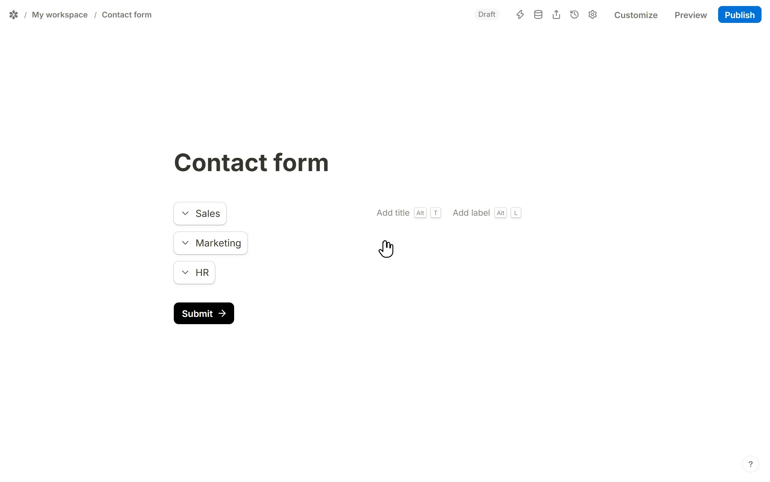 A dropdown given a placeholder from its settings, then picked from in Preview