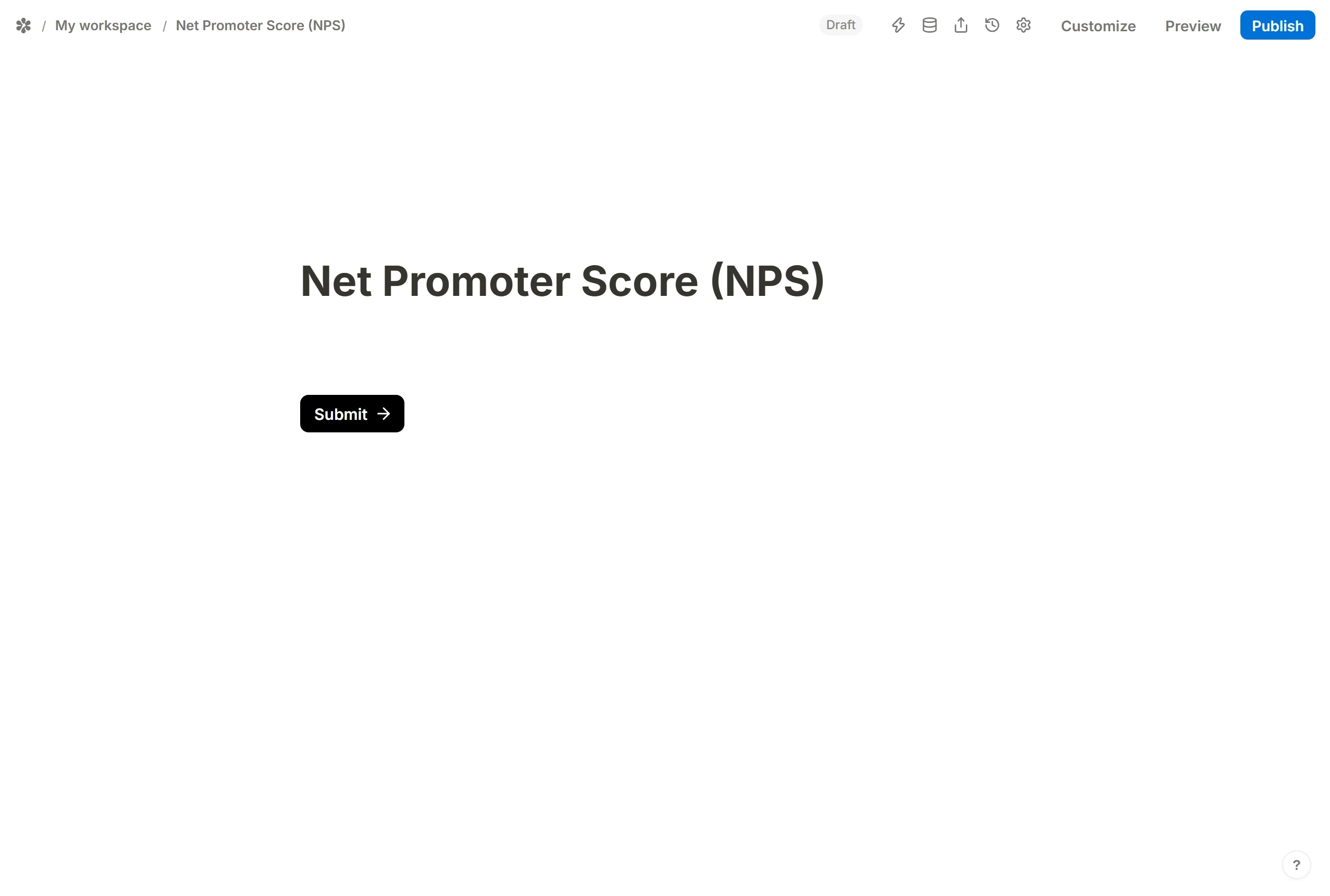 Inserting a Linear scale question from the slash menu, typing the standard NPS wording and turning on its left and right labels.