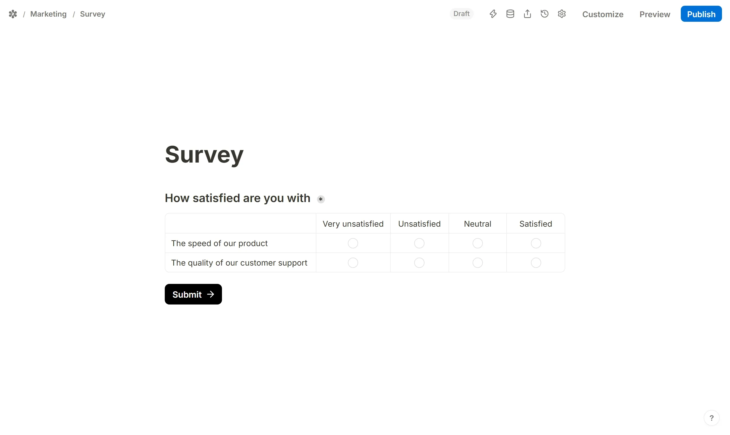 A new grid's statements typed down the left and its answers across the top