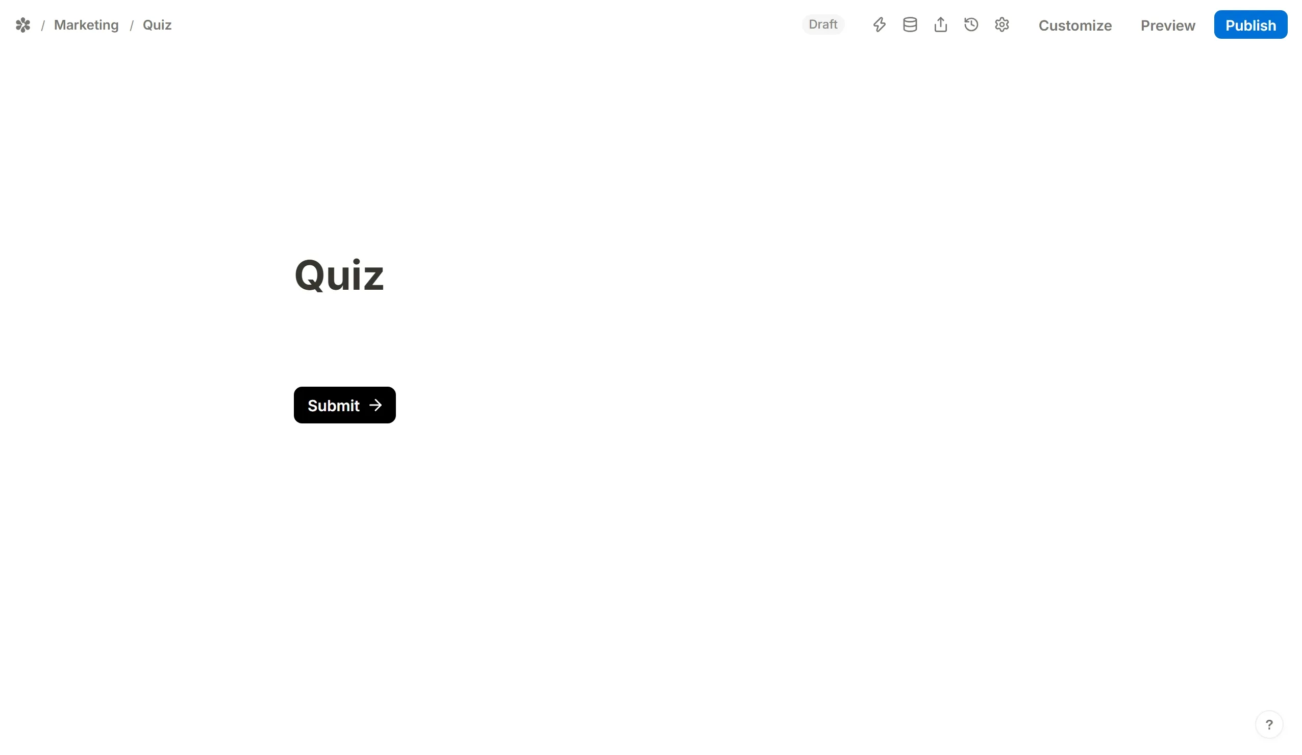Multiple choice chosen from the slash menu, then the answers typed one per row