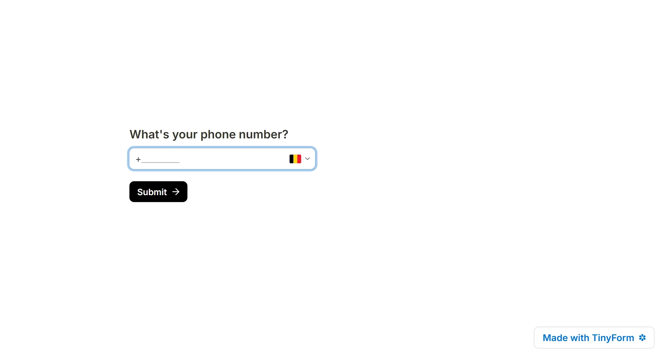 A published phone question with a country in front and the digits grouped behind it