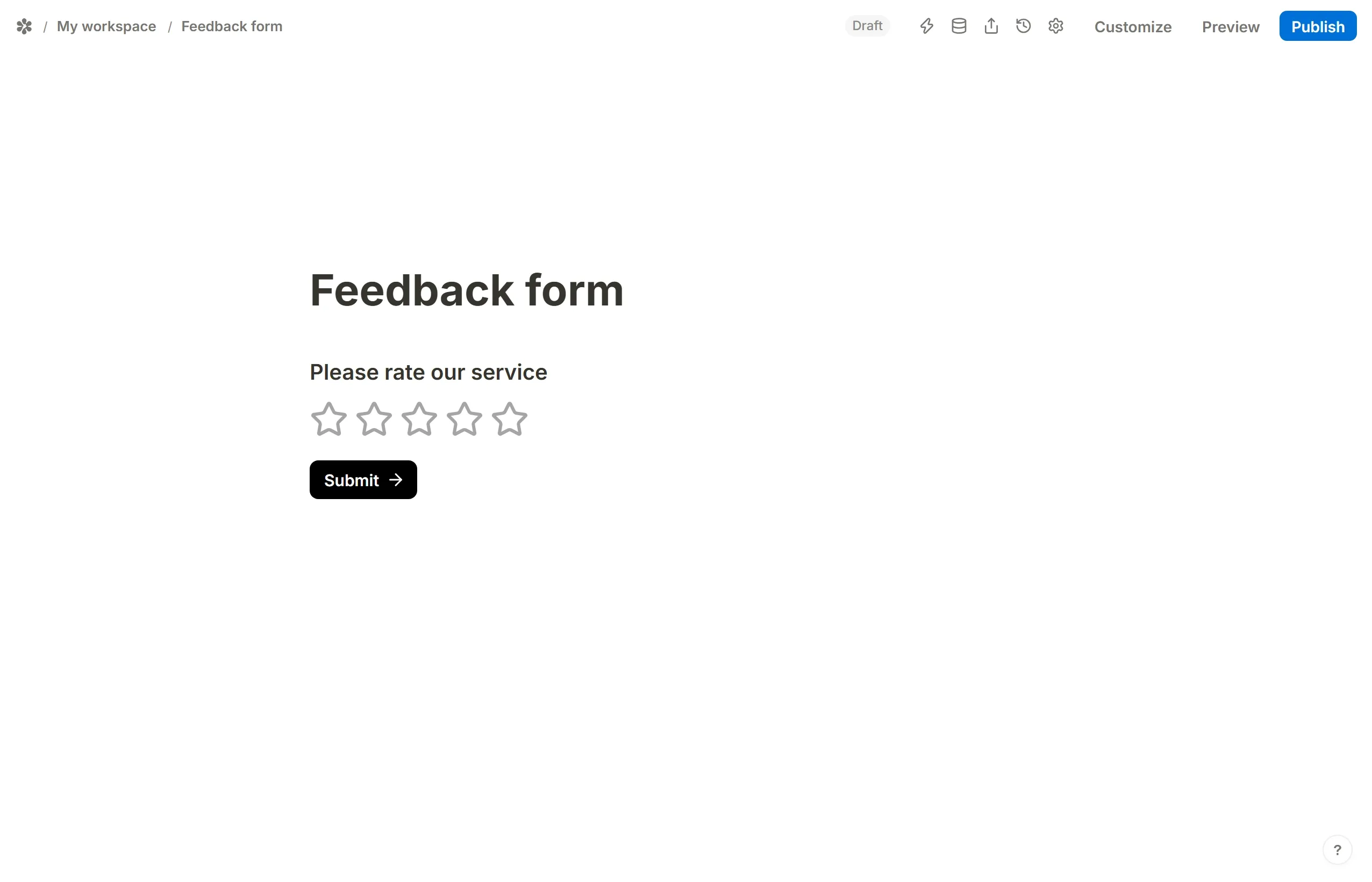 The number 4 typed into a rating question Prefilled value box so four stars open lit
