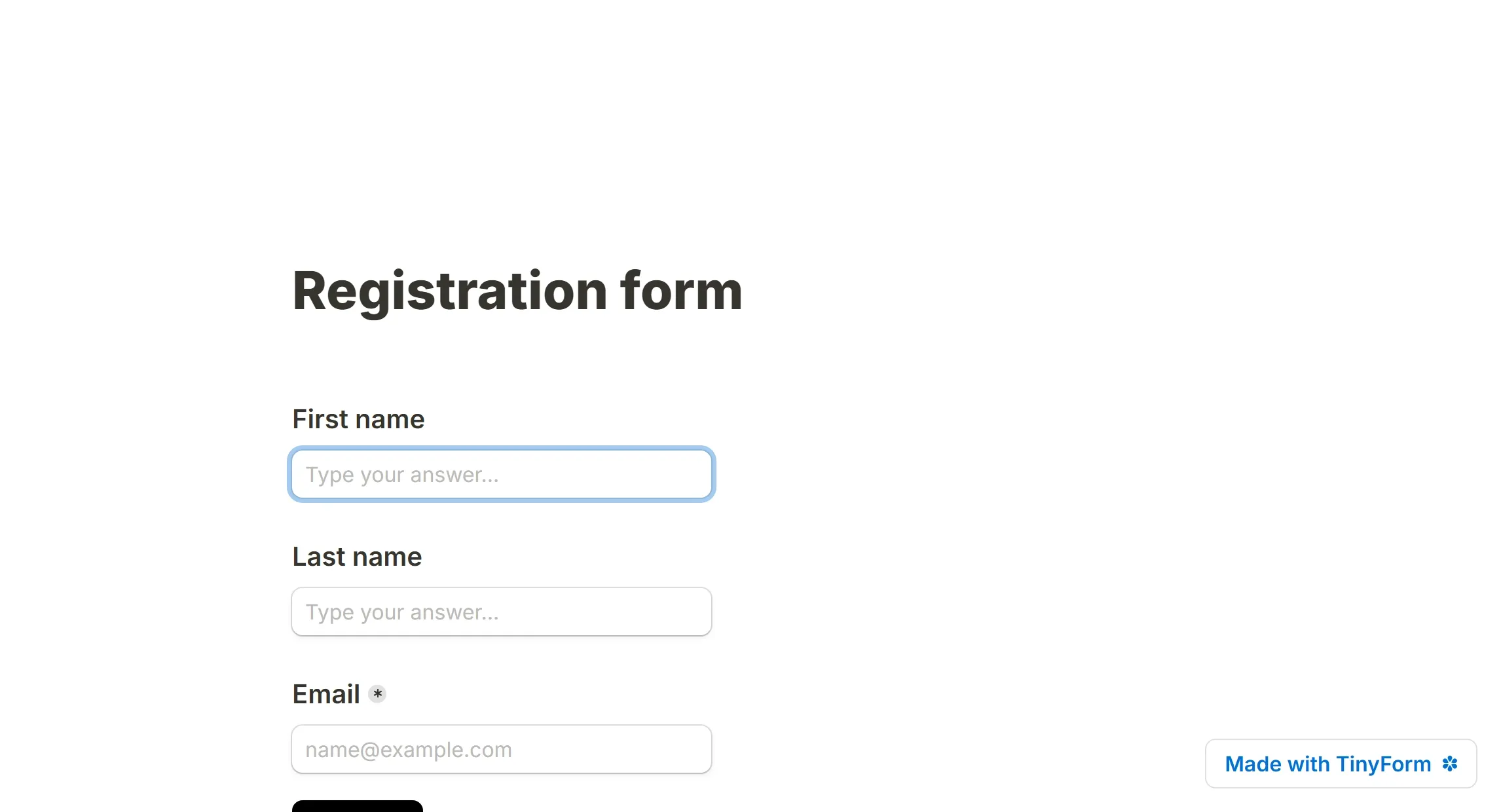Filling the form with an address that has already been used, and being turned away