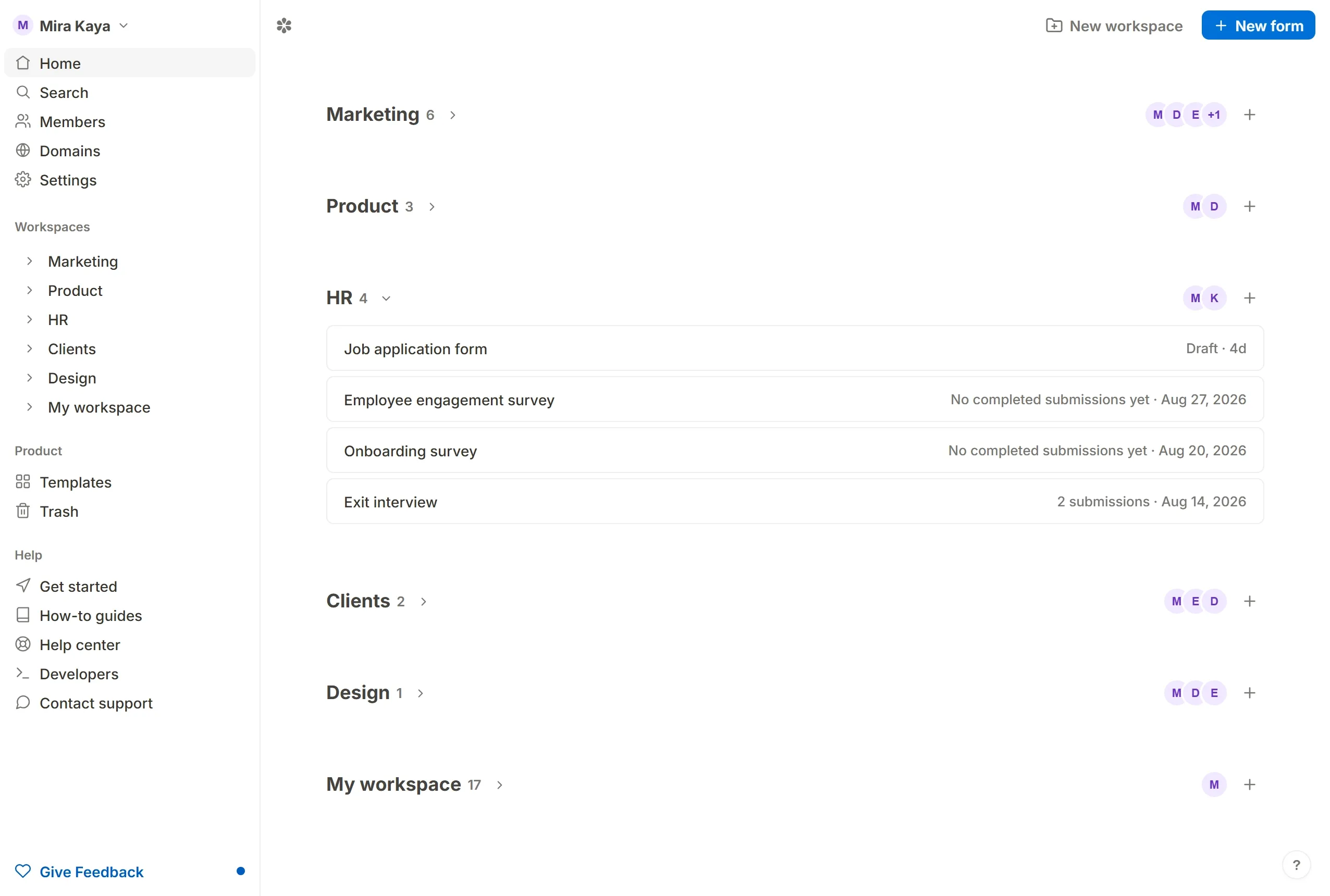 Pressing the folder button on the HR workspace, naming the folder Performance reviews and pressing Create